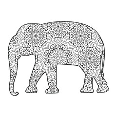 Elephant mandala coloring page for kids