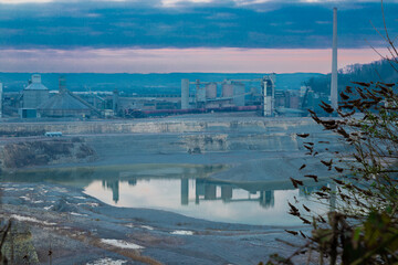 Old marl quarry with in the background the former ENCI cement factory in Maastricht which is...