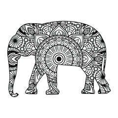 Elephant mandala coloring page for kids