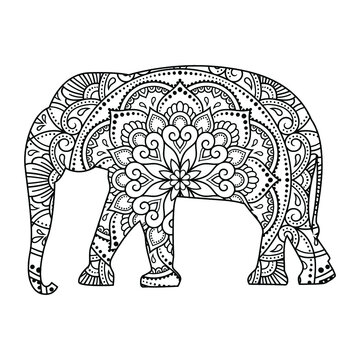 Elephant mandala coloring page for kids