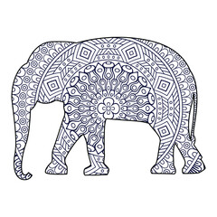 Elephant mandala coloring page for kids