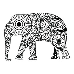 Elephant mandala coloring page for kids