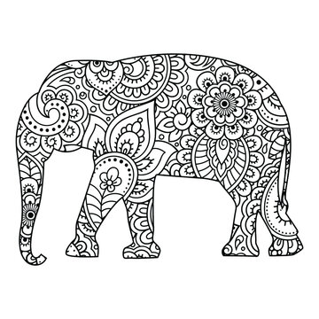 Elephant mandala coloring page for kids