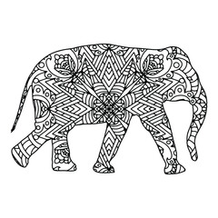 Elephant mandala coloring page for kids