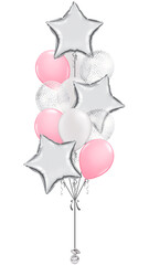 Bouquet of balloons in pink White color pastel pearl  confetti