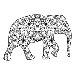 Elephant mandala coloring page for kids