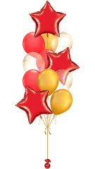 Bouquet of balloons in red gold color pastel chrome  confetti