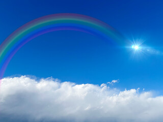 Bright blue sky with rainbow and sunshine_back_04