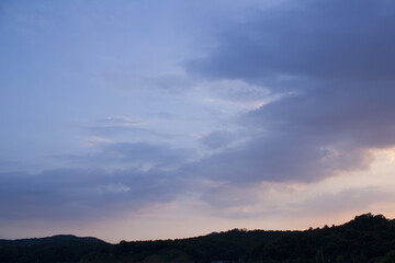 Vanilla sky and evening countryside