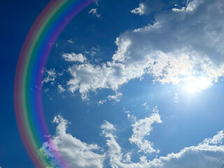 Bright blue sky with rainbow and sunshine_back_07