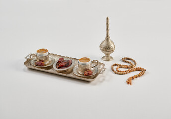 Ramadan, turkish coffee and dates zinc tray.