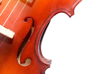 Violin isolate placed horizontally on light wooden floor. Concert rehearsal concept