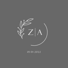 Letter ZA wedding monogram logo design ideas - obrazy, fototapety, plakaty