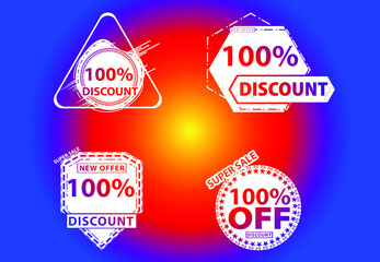 100 percent off new offer logo and icon design template