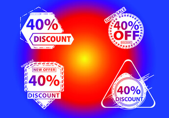 40 percent off new offer logo and icon design template