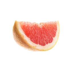 Naklejka na ściany i meble Piece of juicy grapefruit on white background