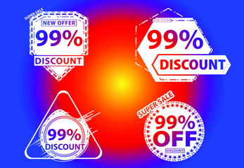 99 percent off new offer logo and icon design template