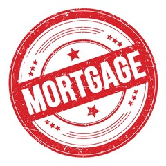 MORTGAGE text on red round grungy stamp.