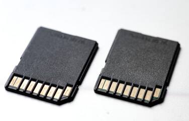 Close-up view of memory cards