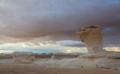 Fototapeta na wymiar Wind eroded rock formations, Egyptian White Desert. Western Desert, Egypt
