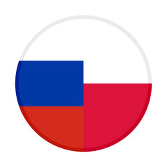 round icon with russia and poland flags. vector illustration isolated on white background	
