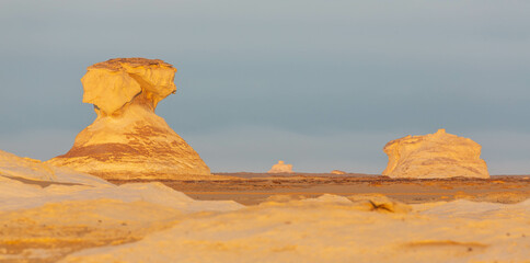 Fototapeta na wymiar Wind eroded rock formations, Egyptian White Desert. Western Desert, Egypt