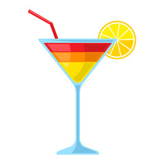 Fruit cocktail flat cartoon isolated white background