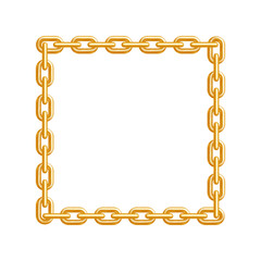 Square golden chain frame. Isolated on white background. Vector illustration