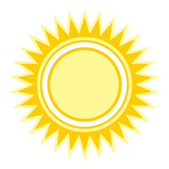 yellow sun flat cartoon  isolated white background