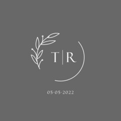 Letter TR wedding monogram logo design ideas - obrazy, fototapety, plakaty