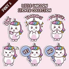 Set of social media emoji little unicorn sticker collection animal emoticon © feyla gallery