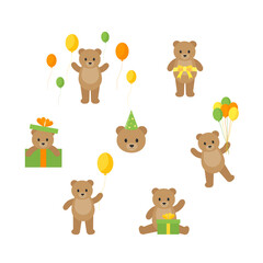 Collection of birthday bear on a white background.