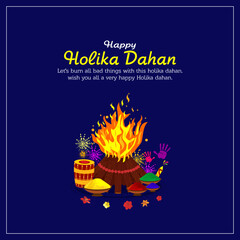 illustration of Holika Dahan (Burning Holika, the devil)