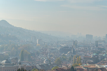 High pollution levels creates heavy fog over Sarajevo