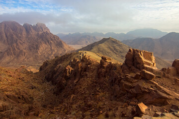 Holy Mount Moses (Mount Sinai, Mount Horeb or Jabal Mousa), Sinai, Egypt, North Africa.