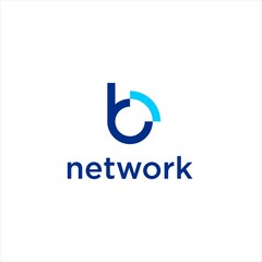 initial b letter network logo design