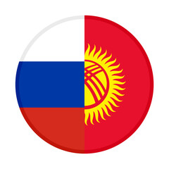 round icon with russia and kyrgyzstan flags. vector illustration isolated on white background