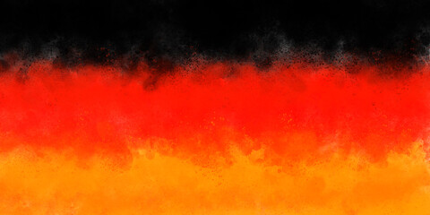 水彩の飛沫で描いた手書きのドイツ国旗