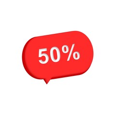 3D discount number on speech bubble. Offer sale discount label design. Discount tags collection with percent. Vector illustration percent sale promotion tag for banner, sticker, tag, badge template.	