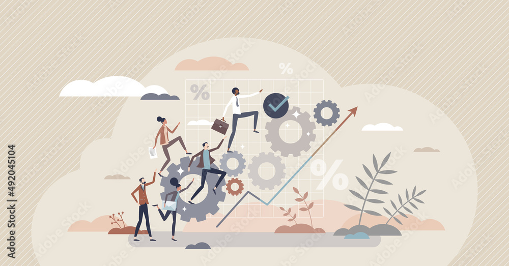 Canvas Prints productive business development with effective team tiny person concept. company process optimizatio