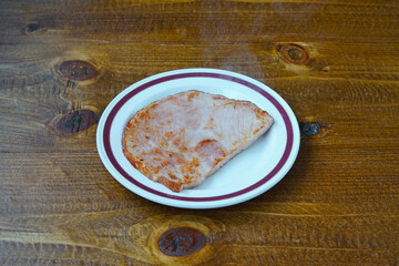 Slice of ham on a plate