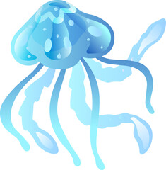 Jellyfish or Sea Jelly with Tentacles as Underwater Oceanic Mammal Species © topvectors