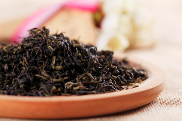 Chinese black tea, close-up