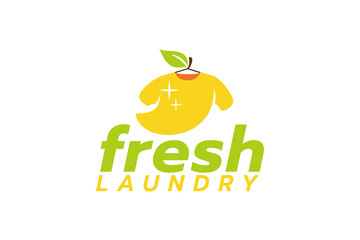 fresh laundry logo with a combination of a clothe, hanger, and leaf as the icon.