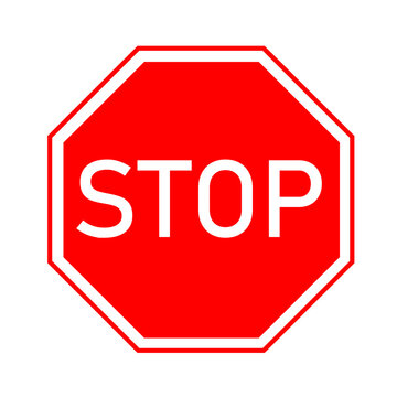 Stop sign icon. Red hexagon road sign symbol. Warning signal danger highway   vector.