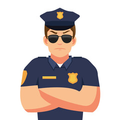 Policeman character isolated on white background.  Police character. Vector stock