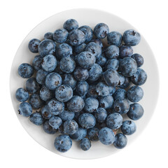 Fresh great bilberry on a plate isolated on a white background