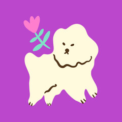 Vector clipart dog sticker. Dogs breed. EPS and JPG illustration. Funky doodle trendy print, colorful handdrawn childish cartoon art. Groovy fauve abstract collage decor elements in authors style.