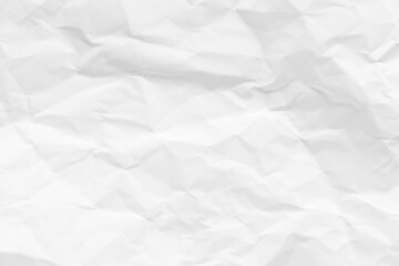 White crumpled paper texture background.