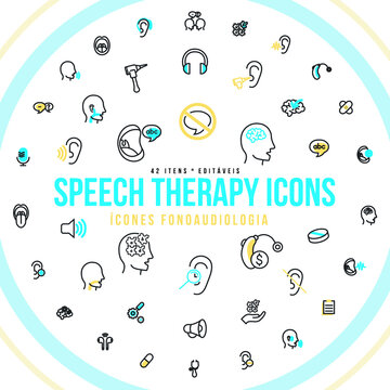 Speech Therapist 42 Icons Editable